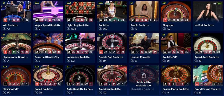William Hill Live Table