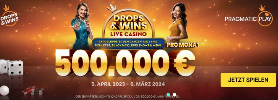 1bet Drops and Win Live Casino Bonus Banner