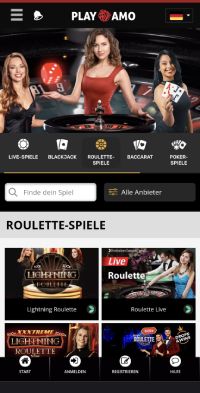 Playamo mobile Live Roulette